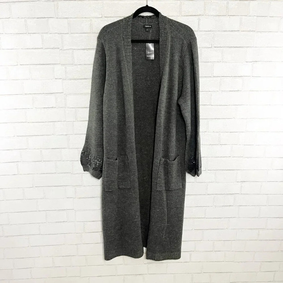 Torrid Gray Drop Shoulder Sequin Duster Cardigan Sweater Women's Plus Size 2X - Picture 3 of 10